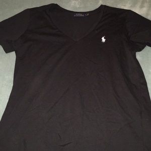 A black polo v neck shirt
